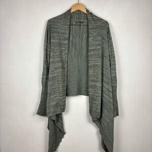 Prana Olive Green Open Front Cardigan XL Asymmetric Hem Yoga Earthy Granola